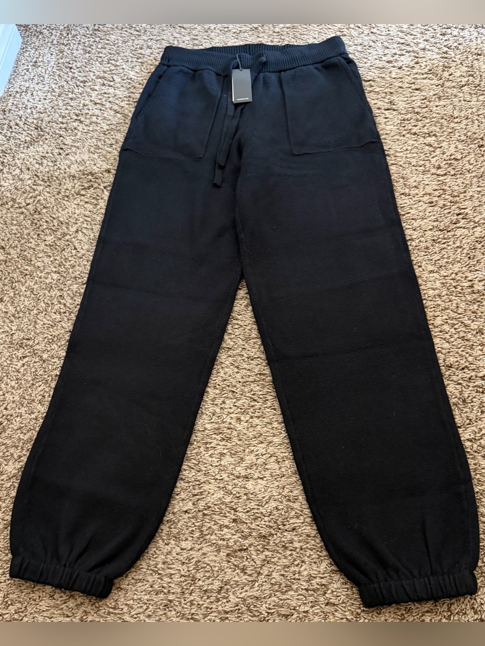 Monrow Black Knit Drawstring Jogger Pants size XS NWT